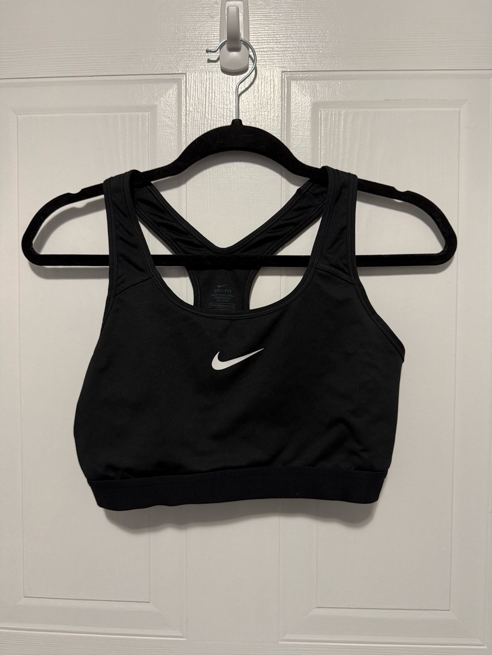 Nike Black Racerback Sports Bra with White Swoosh